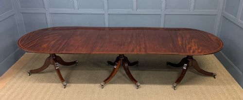 Flame Mahogany Triple Pillar Dining Table