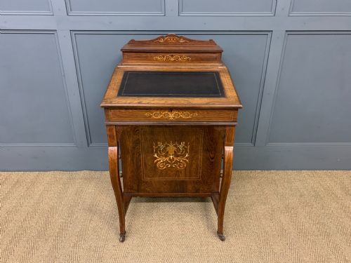 Late Victorian Inlaid Rosewood Davenport