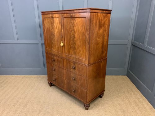 Early 19th Century Flame Mahogany Linen Press
