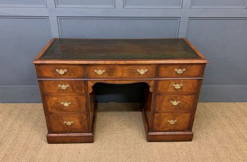 Edwardian Burr Walnut Pedestal Desk