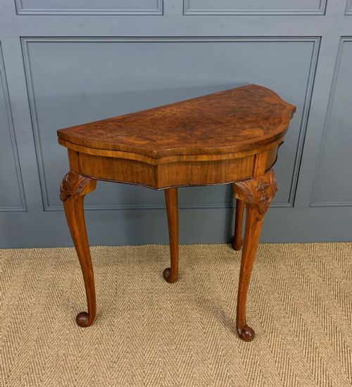 Queen Anne Style Burr Walnut Card Table