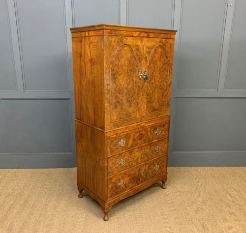 Burr Walnut Linen Press