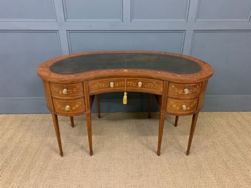 Inlaid Mahogany Kidney Shaped Desk by Jas Shoolbred