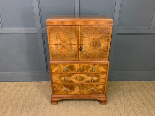 Burr Walnut Linen Press
