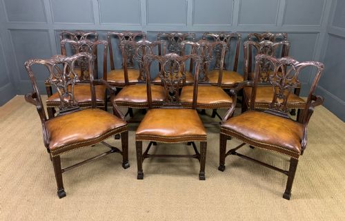 Set of 12 Chippendale Style Dining Chairs