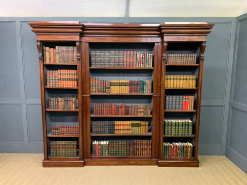 Victorian Mahogany Breakfront Open Bookcase