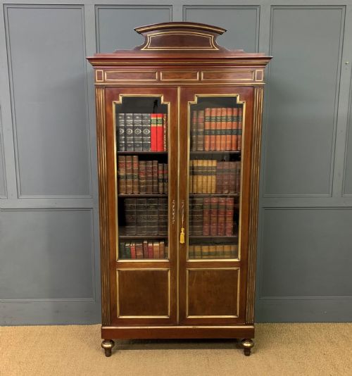 French Mahogany Brass Inlaid Bookcase
