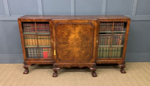 Burr Walnut Breakfront Bookcase