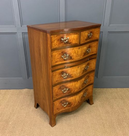 Burr Walnut Serpentine Chest of Drawers
