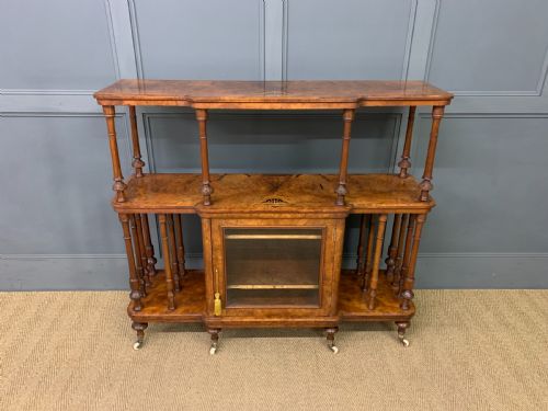 Victorian Burr Walnut Side Cabinet / What Not