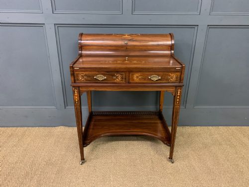 fig 2. Victorian Inlaid Rosewood Cylinder Top Desk by Jas Shoolbred