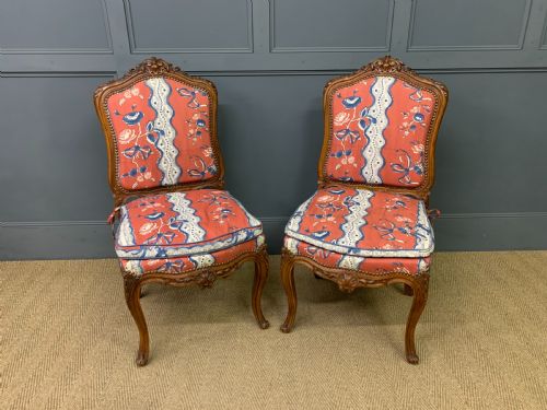 Pair of French Walnut Salon Chairs