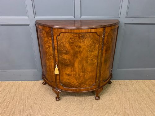 Burr Walnut Demi Lune Commode