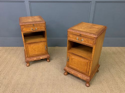 Pair of Burr Walnut Bedside Cupboards