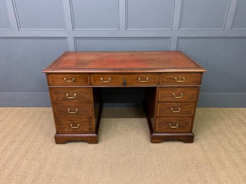 fig 1. Inlaid Mahogany Pedestal Desk by Jas Shoolbred