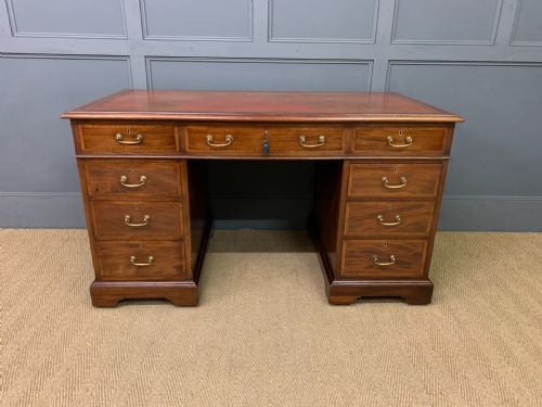 fig 2. Inlaid Mahogany Pedestal Desk by Jas Shoolbred