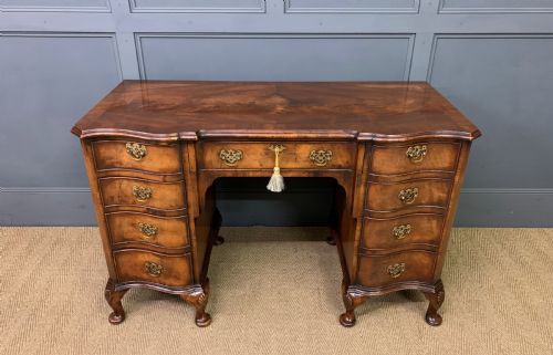 Burr Walnut Serpentine Fronted Desk