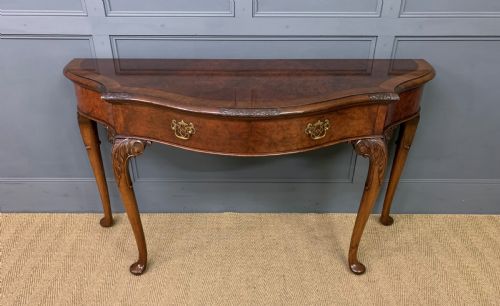 Burr Walnut Serpentine Fronted Console Table