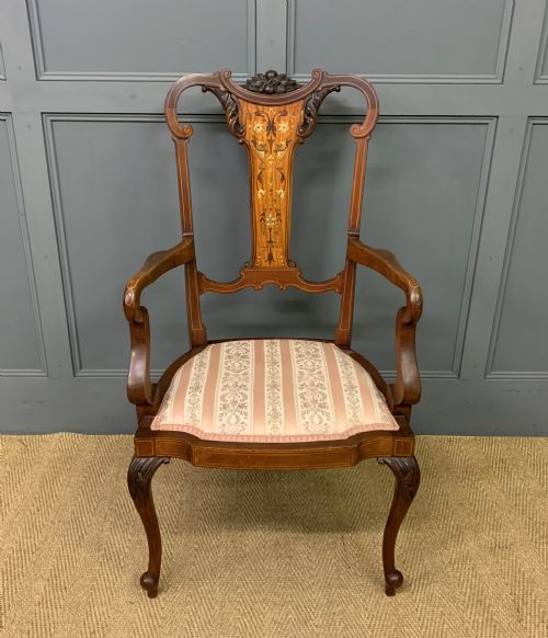 Late Victorian Inlaid Mahogany Armchair