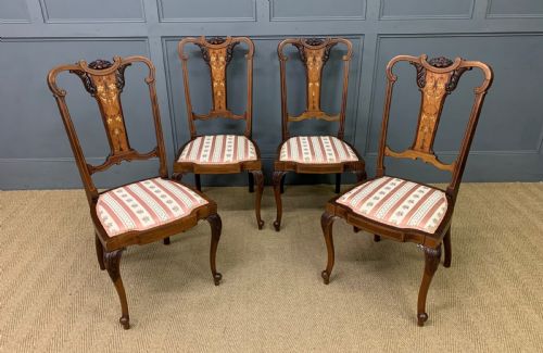 Set of 4 Inlaid Mahogany Chairs