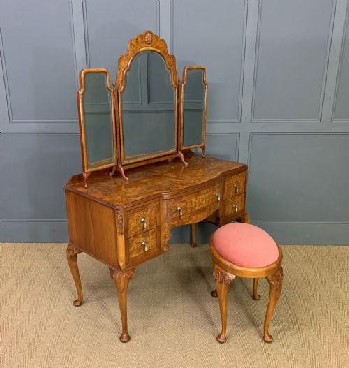 Burr Walnut Dressing Table and Stool