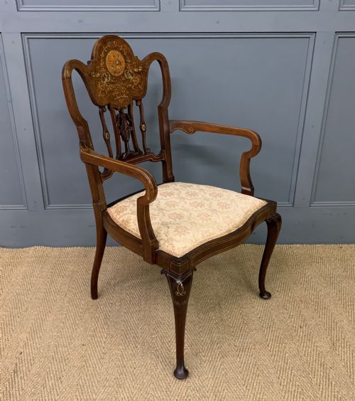 Late Victorian Inlaid Mahogany Armchair