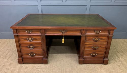 Large 19th Century Walnut Pedestal Desk