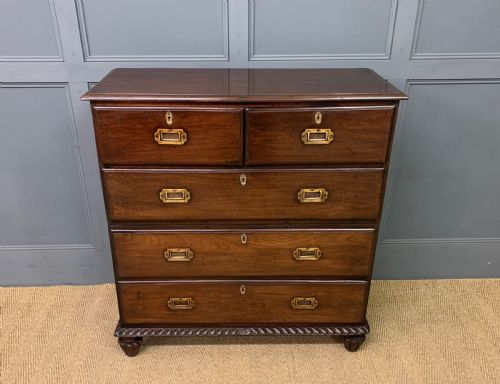 19th Century Anglo Indian Teak Military Chest of Drawers