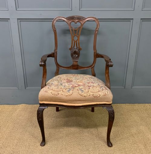 Victorian Carved Mahogany Armchair