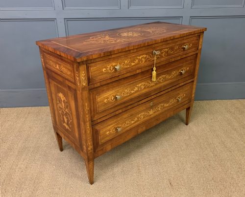 Italian Marquetry Walnut Commode