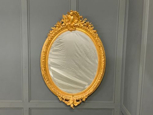 19th Century French Gilt Oval Mirror