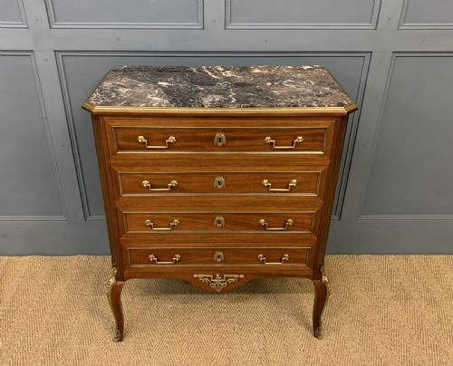 French Marble Topped Mahogany Commode