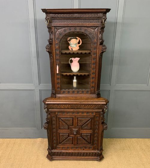 Victorian Carved Oak Corner Cabinet