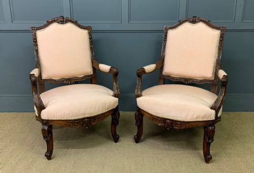 Pair of French Walnut Fauteuils