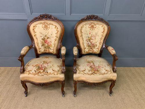 Pair of French Rosewood Fauteuils
