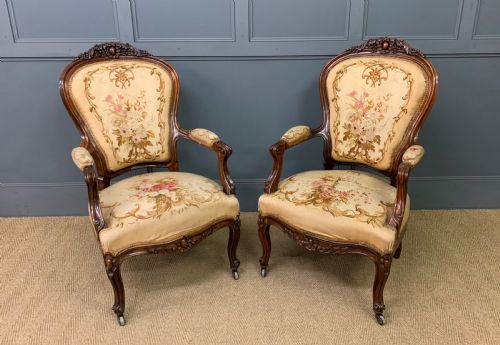 Pair of French Rosewood Armchairs