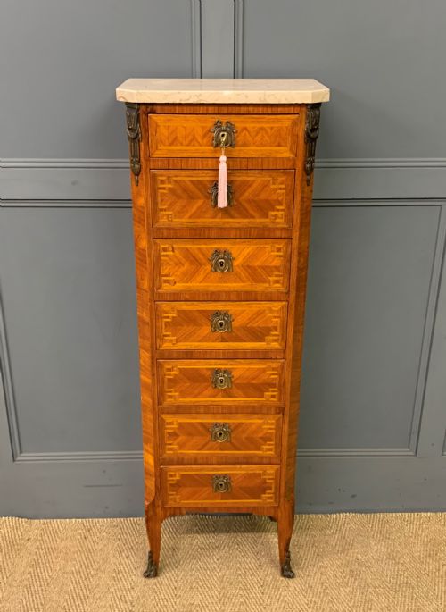 Slender French Satinwood Chest of Drawers
