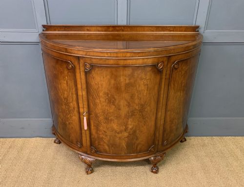 Burr Walnut Demi Lune Commode