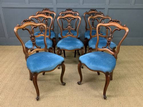 Set of 8 Victorian Rosewood Dining Chairs