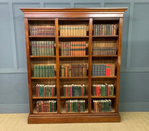 Large Victorian Walnut Open Bookcase