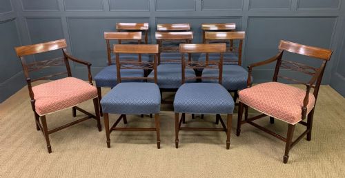 Set of 10 Georgian Inlaid Mahogany Dining Chairs