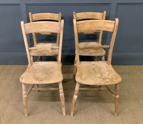 Set of 4 Bleached Country Kitchen Chairs