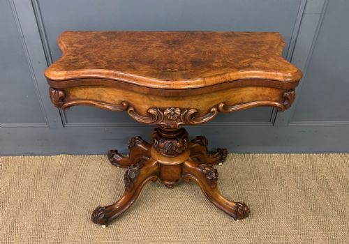 Victorian Burr Walnut Card Table