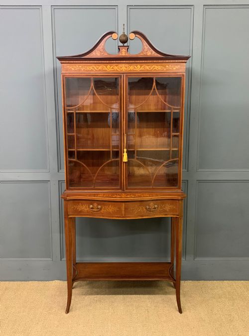 Edwards and Roberts Inlaid Mahogany Bookcase Cabinet