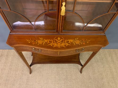 fig 1. Edwards and Roberts Inlaid Mahogany Bookcase Cabinet
