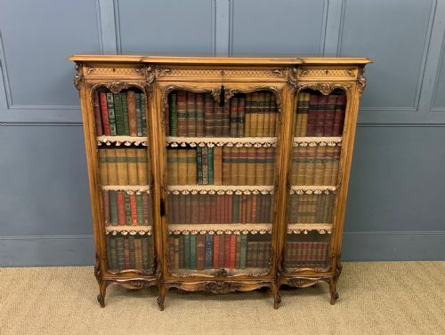 French Parquetry Walnut Bookcase