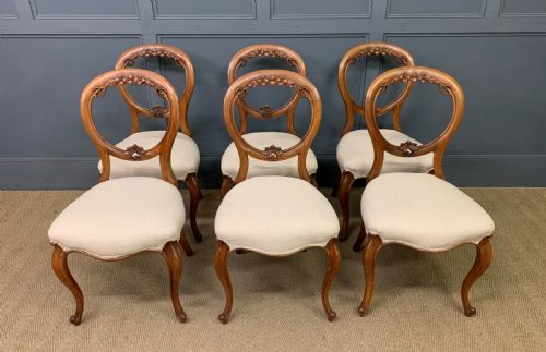 Set of 6 Victorian Walnut Dining Chairs