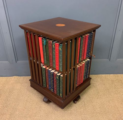 Inlaid Mahogany Revolving Bookcase