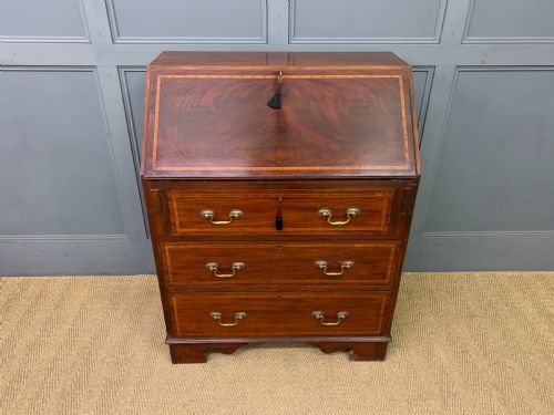 fig 1. Inlaid Mahogany Bureau by Jas Shoolbred & Co.
