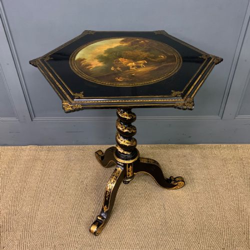 Victorian Parcel Gilt Ebonised Snap Top Tripod Table
